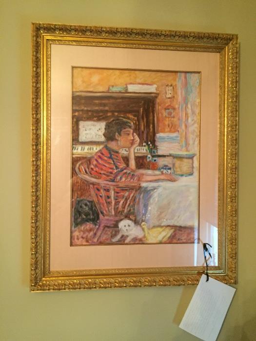 John Lapsley large watercolor of Lady in Selma Parlor.