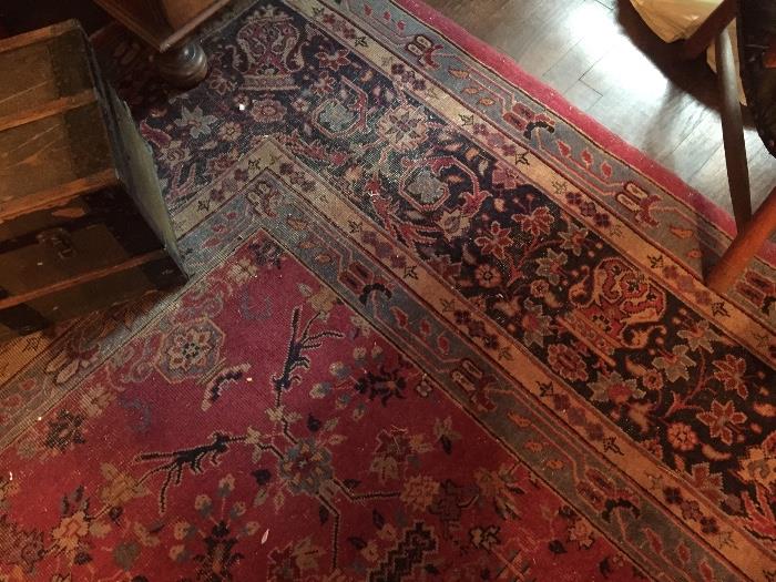 Wonderful extra-large Turkish "Sparta" carpet with claret-red field and very fine complex borders. 11 1/2' wide x 18 ' long.  A rare antique carpet.