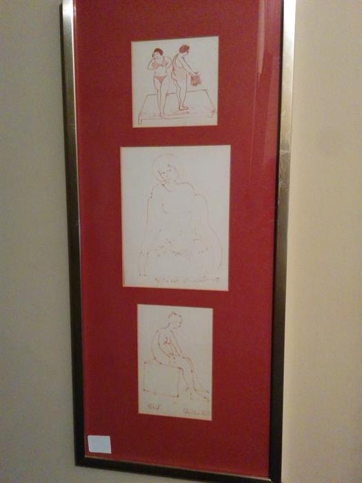 Group of three Clark Walker drawings dated 1973.  Very interesting pieces.