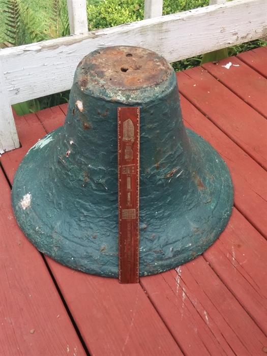Heavy cast iron bell or part of an urn, one of a pair.