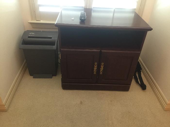 TV stand and paper shredder