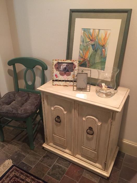 Vintage painted cabinet and watercolor