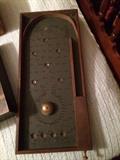 Antique Parlor Bagatelle game with spring loaded plunger