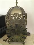 english fusee driven pssive bell driven lantern cloc with key signed on the dial jonas thurrowgood hatford,