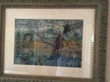 Original signed Philip Plaistridge (20th century New Haven) watercolor under glass