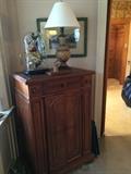 Peck and Hills bar and game cabinet with fitted bottle to the side and copper lined ice box at bottom
