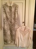Alfred Shaheen silk dress, vintage silk lace blouse