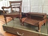 Antique child's arm chair and footrest
