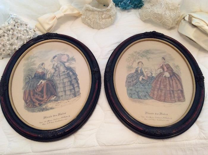 Pair of vintage framed art plates