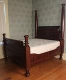 6 - Empire mahogany plantation bed, queen size, original to Lauri Mundi, 7 ft. T, 72 in. W, 7 ft. L, ca. 1840.
