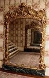 29 - Matched  pair gold gilt rococo over the mantle mirrors, magnificent carving on crown and sides, 7 ft. 7 in. T, 69 in. W., ca. 1860.
