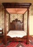 30 - Mahogany Empire full tester plantation bed with extremely heavy carved headboard, 9 ft. 8 in. T, 76 in. L, 65 in. W.
