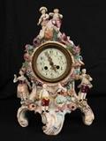 28 - Meissen elegant porcelain clock wilt figures and flowers, has six figures, very minor damage, 17 in. T, 11 in. W.
