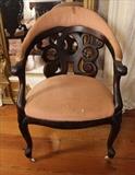 41 - Rosewood laminated carved back chair with pierce carving, attar. to Belter, ca. 1860, 34 in. T, 23.5 in. W, 20 in. D. 
