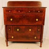 49 - Federal mahogany 7 drawer Jackson press/butlers desk with fitted interior and original ivory pulls, 57 in. T, 48 in. W, 23 in. D.
