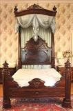 54 - Rosewood half tester plantation bed with great detail and carving, all original, attar. to C. Lee, ca. 1850, 9 ft. 10 in. T,  62.5 in. W, 80 in. L.
