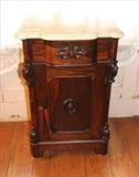 56 - Rosewood rococo half commode with original marble top, attar. to P. Mallard, ca. 1850, 31 in. T, 19 in. W, 16 in. D.
