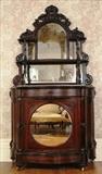 60 - Rosewood parlor cabinet with white marble fitted top, oval mirrored door and original finish, 74 in. T, 44 in. W, 18 in. D.
