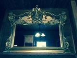 68 - Gold gilt over the mantle mirror with ornate crown and sides, 38 in. T, 54 in. W.
