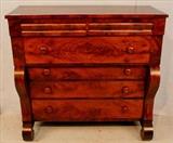 74 - Mahogany Empire 6 drawer chest in mint condition, 44 in. T, 46.5 in. W, 21 in. D.
