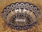 79 - Very rare blue cut to clear cut glass bowl, 5 in. T, 9 in. R.
