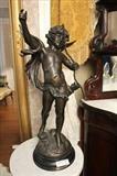 91 - Figural sculpture of angel signed Cupidon by Moreau, 28 in. T, 14 in. W.
