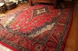 92 - Persian hand made wool rug, deep reds and blues, 10 ft. W, 15 ft. 10 in. L.
