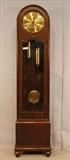 104 - Oak English double weight grandfather clock, signed Bolta, 77 in. T, 17 in. W.
