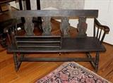 148 - Nannies bench with original paint and stenciling, ca. 1850, 29 in. T, 49 in. W, 27 in. D.

