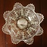 158 - Heavily cut glass bowl, unusual deep scallops, 9in. D x 5 in.
