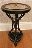 165 - American Victorian table in the aesthetic style with hand painted porcelain insert and bronze mounts, 35 in. T, 22 in. R.
