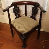161 - Carved mahogany corner chair, Chippendale style, ca. 1860, 13 in. T, 27 in. W, 21 in. D.

