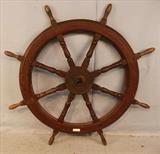 184 - True antique - Mississippi riverboat captains wheel, 53 in. Round.
