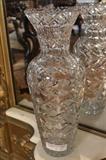 186 - Very large cut glass vase in excellent condition, 17 in. T, 8 in. D.
