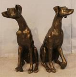 187 - Pair of bronze whippets signed M. Eardini, 36 in. T, 21 in. D, 13 in. W.
