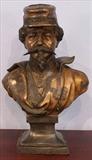191 - Bronze bust of a Confederate soldier, 28 in. T, 19 in. W, 9 in. D.
