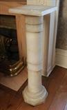 195 - Antique white marble pedestal with octagon  base, 40 in. T, 11 in. Top.
