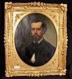198 - Oil on canvas of gentleman in gold gilt frame, 35 x 29.

