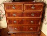 224 - Sheraton style inlaid mahogany 5 drawer chest, ca. 1860, 40 in. T, 36 in. W, 18 in. D.
