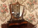 223 - Hepplewhyte mahogany dressing mirror, c. 1820, 28 in. T, 24 in. W, 9 in. D.

