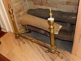 236 - Pair of fireplace andirons with boot rest rail, 29 in. T
