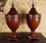 245 - Inlaid mahogany knife urns, Adams style, ca. 1920, 17 in. T, 11 in. R.
