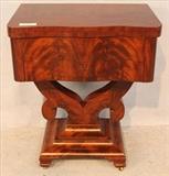 266 - Mahogany Empire work table with drawer, 29 in. T, 24 in. W, 15 in. D.
