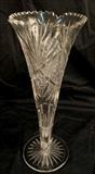289 - Brilliant cut glass trumpet vase, 14 in. T, 5 in. D.
