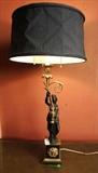 308 - Gilt bronze dour female statue lamp, 36 in. T.
