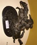 317 - After Remington bronze, "The Wounded Bunkie", 10 in. Y, 11 in. W.
