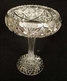 334 - Brilliant cut glass compote, 10 in. T, 7 in. Dia.
