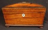 339 - Large rosewood tea caddy with missing interior, 8 in. T, 12 in. W, 6 in. D.
