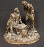 338 - Signed sculpture of Confederate Generals in meeting, 10 in. T, 10 in. W.
