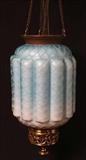 356 - Quilted satin Victorian hanging light fixture with small damage.
